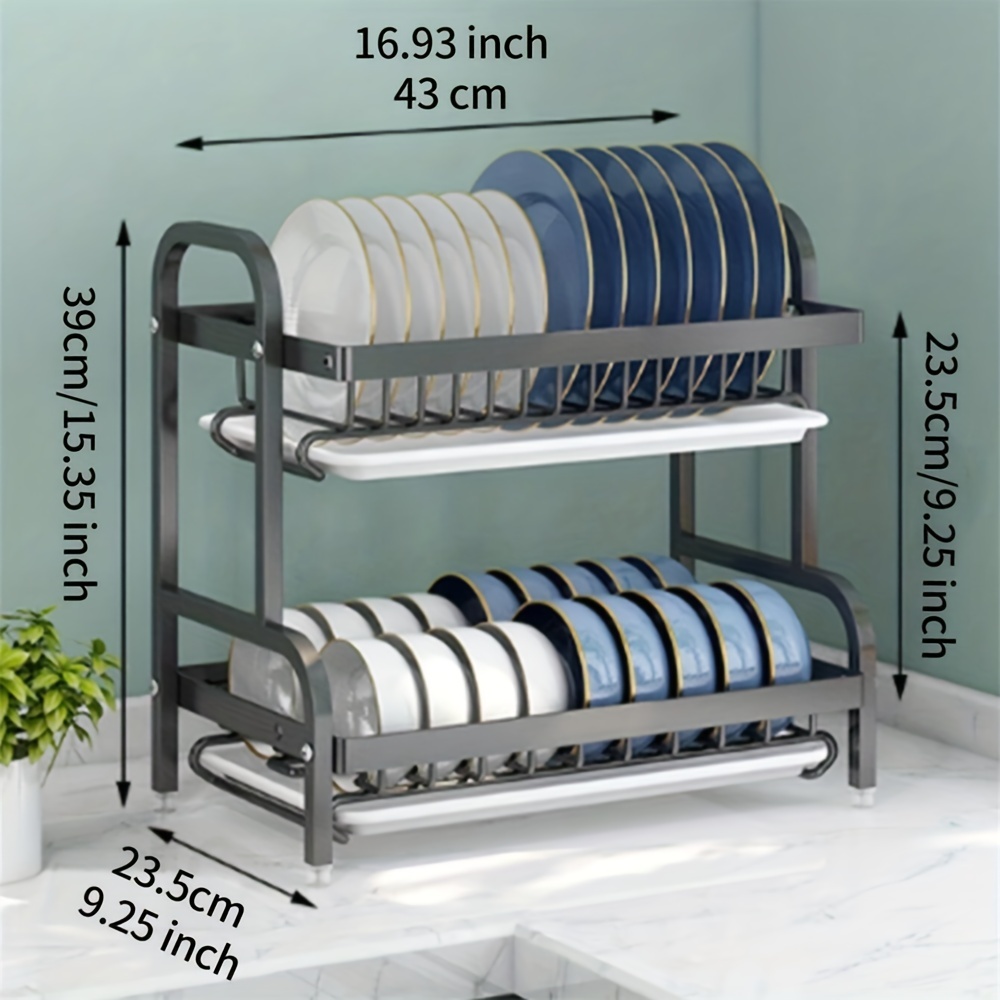 1pc Mug Storage Rack, Iron Multifunction Plate Tray For Kitchen