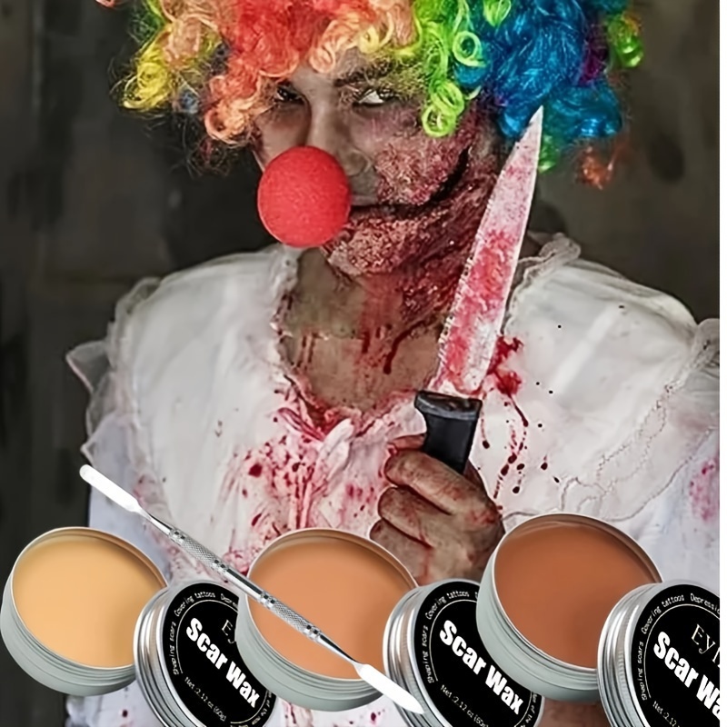 Sfx Makeup Kit Scary Face Makeup Kit Fake Wound Scar Wax Stage Fake Blood  Fake Wound Professional Makeup Palette for Art Theater Halloween Parties  and Cosplay