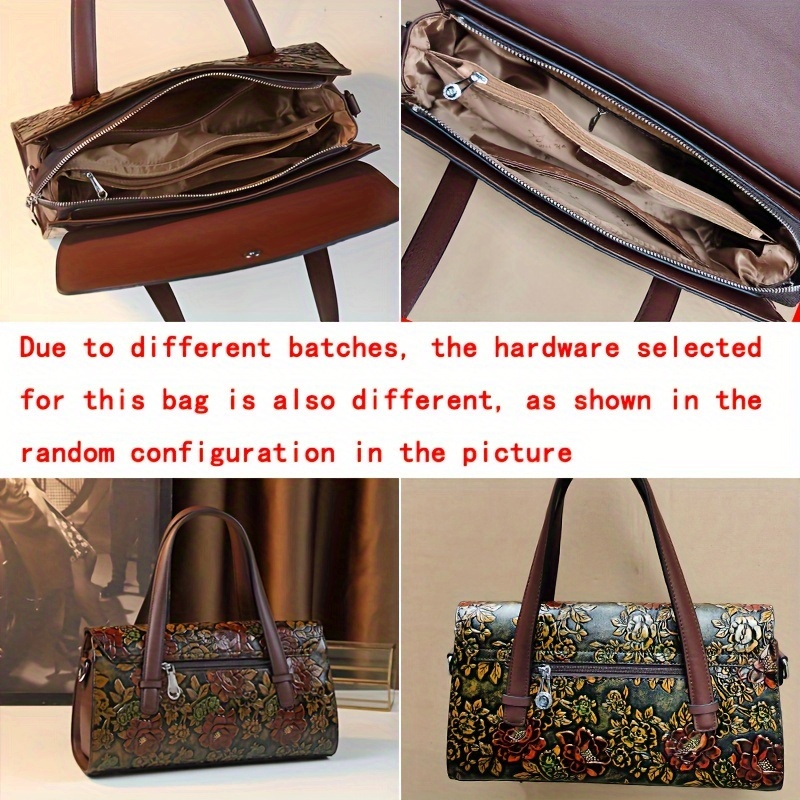 Vintage Floral Handbag for Women with Removable Strap