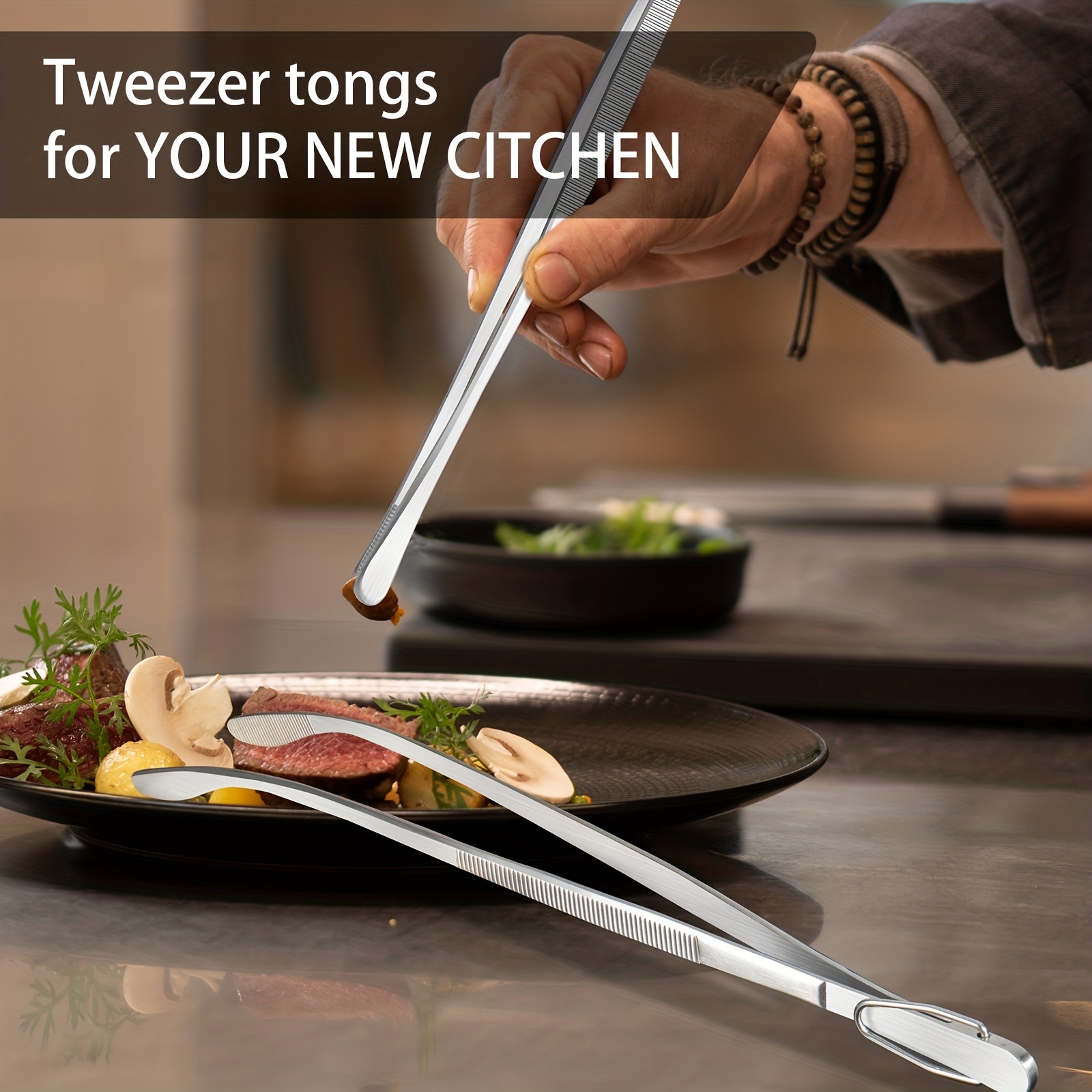 Kitchen Supply Tweezer Tong 12 inch Stainless Steel, Narrow
