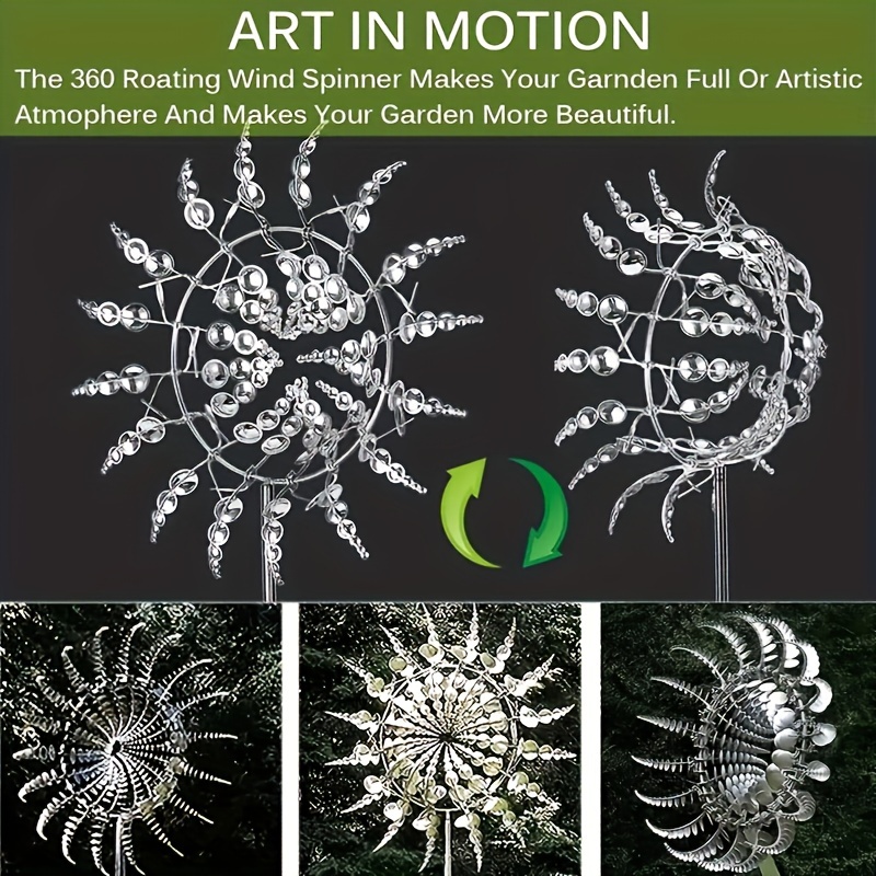 Metal Wind Spinner 3D Wind Catcher Outdoor Patio Decor