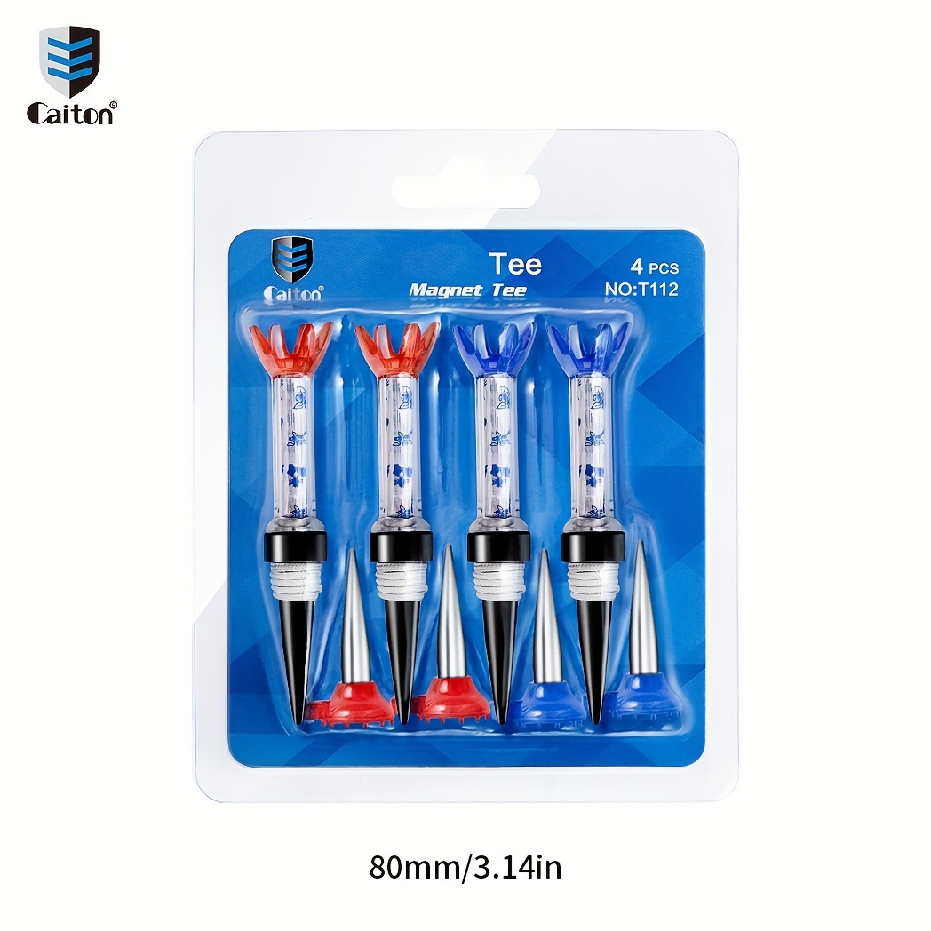 TEMU Caiton 4pcs Magnetic Golf Tees 80mm/3.14in, Durable Plastic Golf Accessories For Tee Shots, Long Drives, And Swing Practice | Easy Insert And