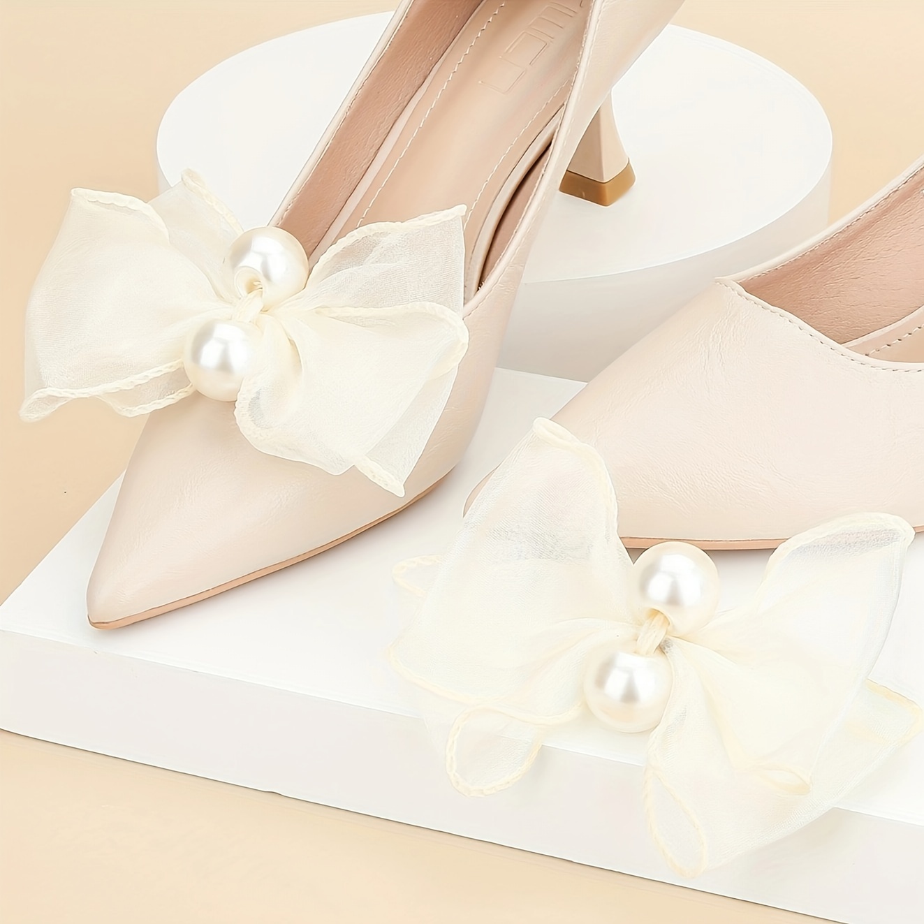 Pearl Mesh Creamy white Butterfly Shoe Clips Wedding Bridal - Temu