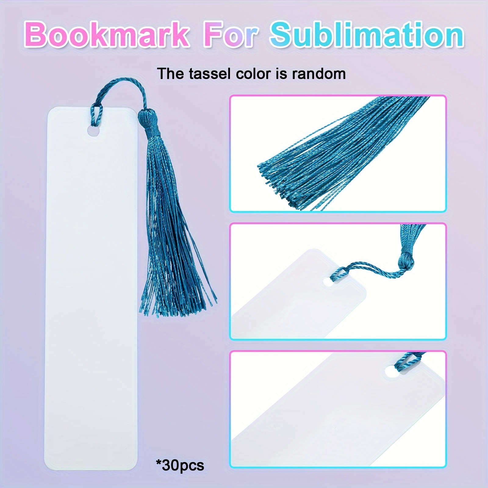 40pcs Heat Transfer Sublimation Blank Metal Bookmark, Aluminum DIY Bookmarks with Colorful Tassels for Keychains Craft Projects Birthday Present Tags