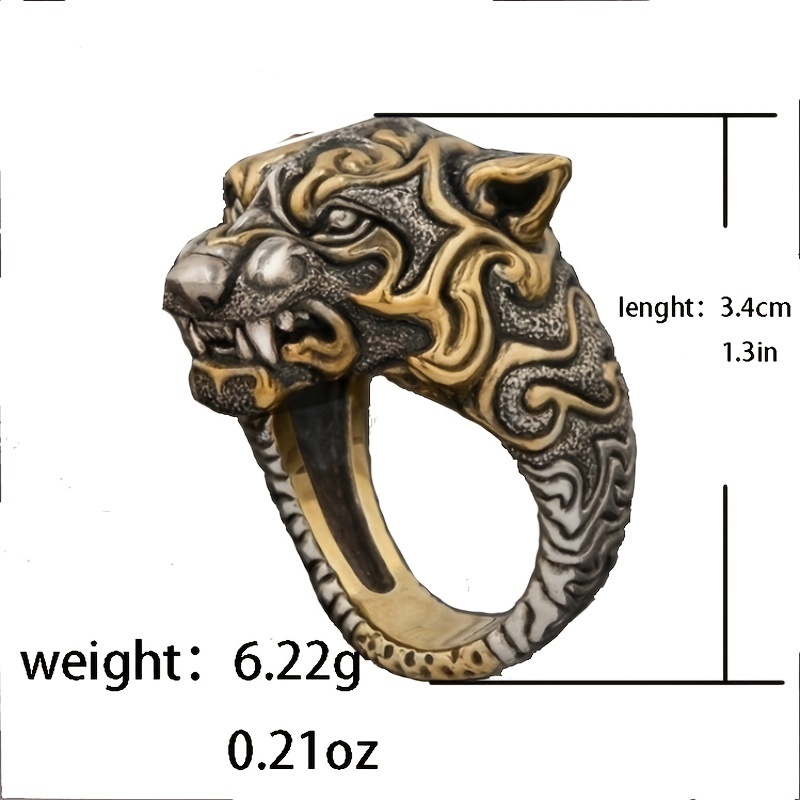 Leopard Head Ring, Retro Two Tiger Head Design