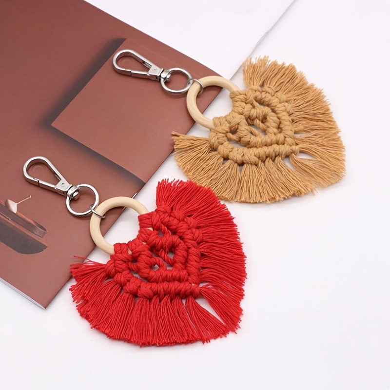 Pom Pom Tassel Keychain Bag Charms Key Ring Holder Boho Jewelry