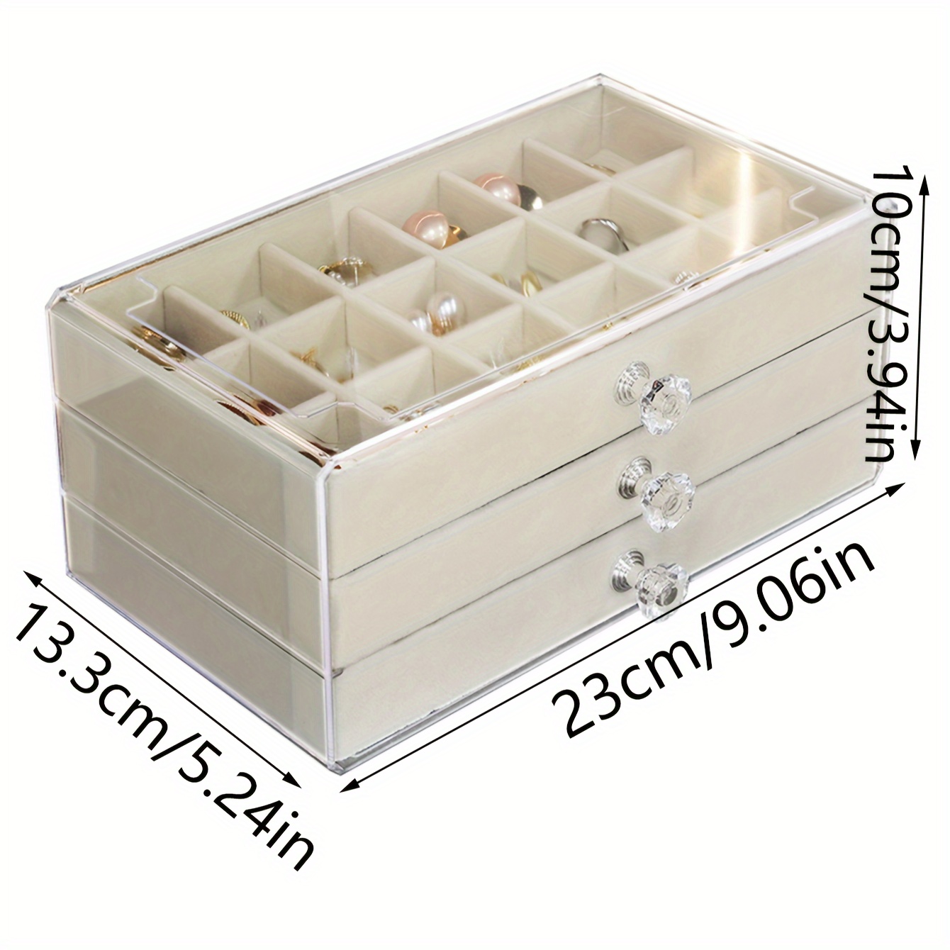 Transparent Three drawer Earring Storage Box Large capacity - Temu