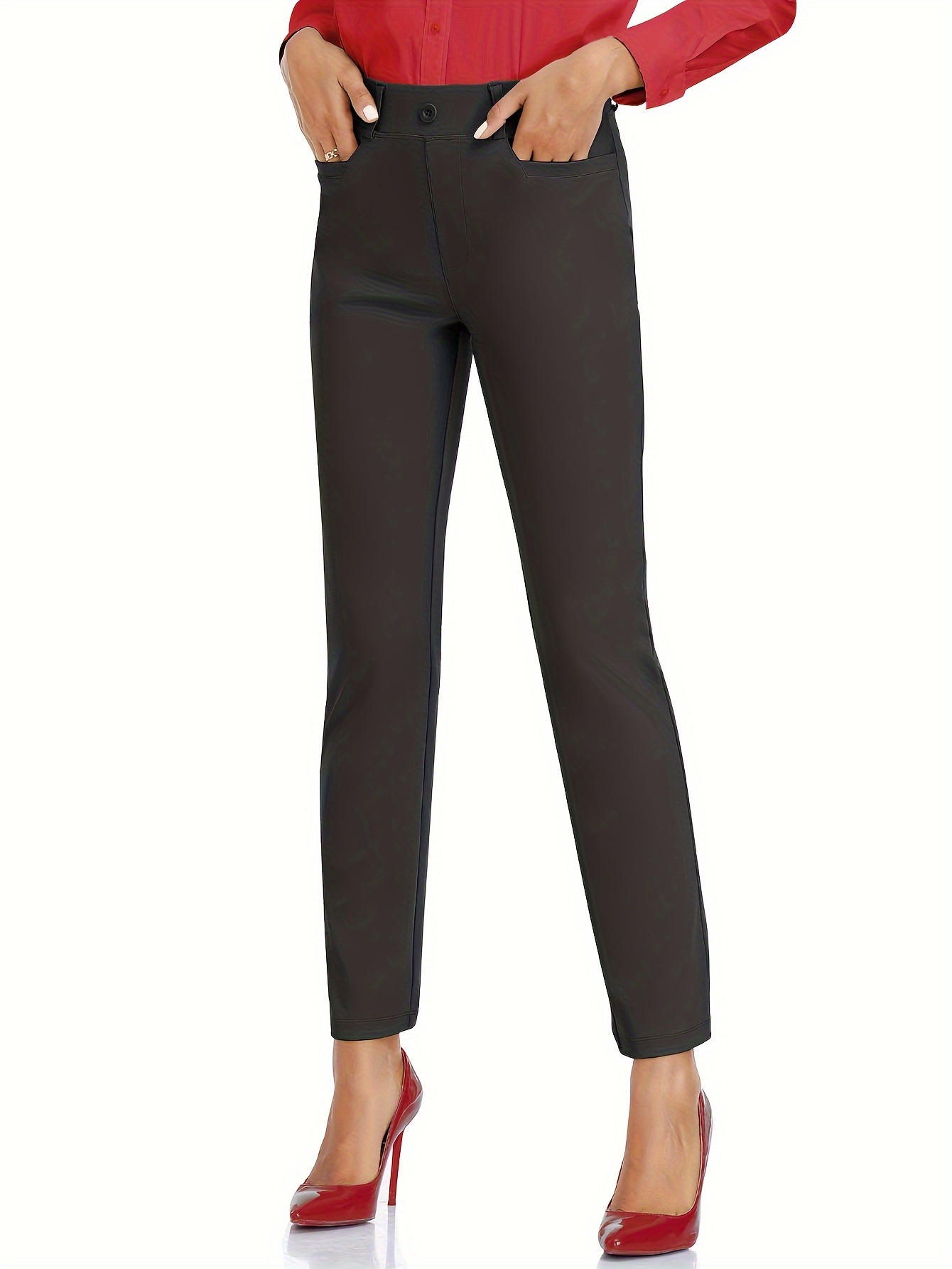 Solid Tailored Pants Casual Wide Leg Work Office Pants - Temu