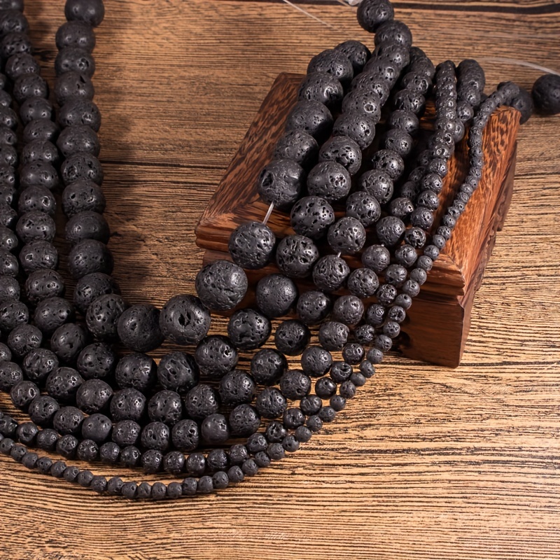  10mm Natural Lava Beads For Jewelry Making, Black Volcanic  Gemstone For Bracelets Necklace Jewelry Festival Decorations Accessories