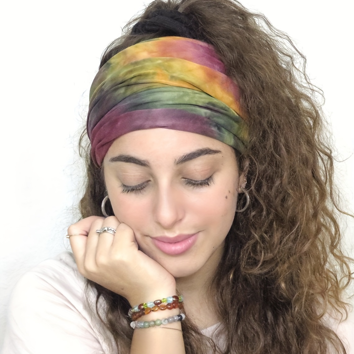 Women's Tie Dye Print Sports Headband Wide Knot Sweat Band - Temu