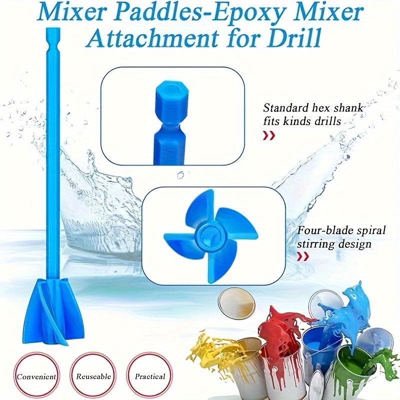 Epoxy Resin Mixer Paddles - Paint Mixer & Epoxy Mixer for Drill Attachment,  Reusable Paint Stirrer Drill Paddles for Mix Epoxy Resin, Stirring Spoon
