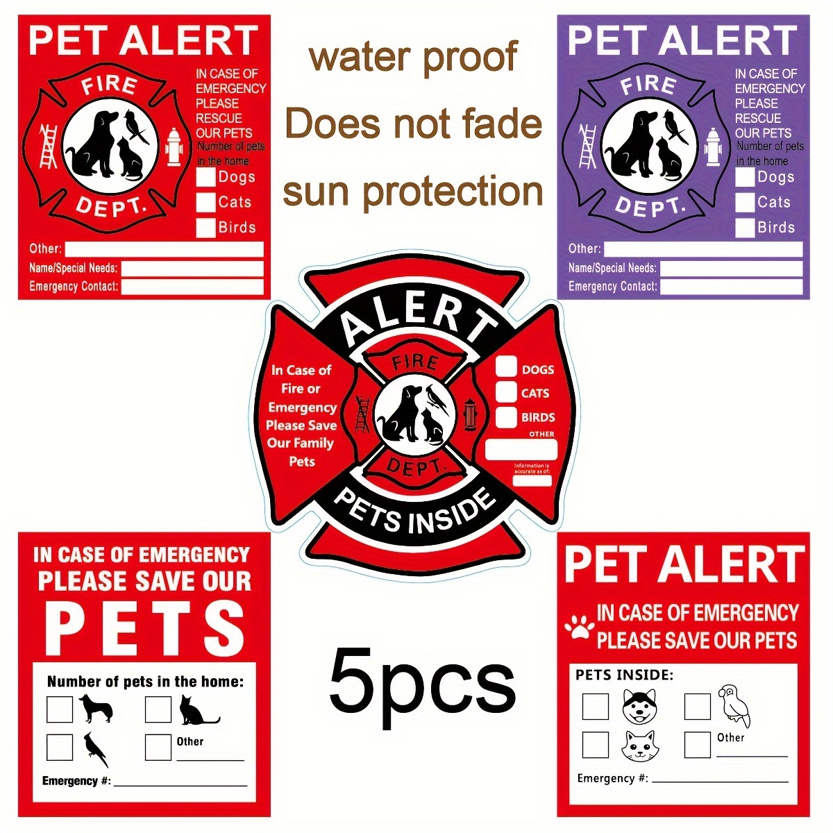 Alarm Safety Fire Rescue Stickers Save Cat/dog Pets In Case - Temu Canada