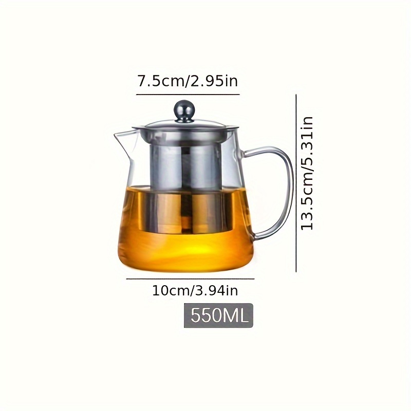 Glass Teapot With Stainless Steel Infuser, Heat Resistant Glass Tea Pot,  Can Be Used On Gas Stove Top, Summer Winter Drinkware - Temu