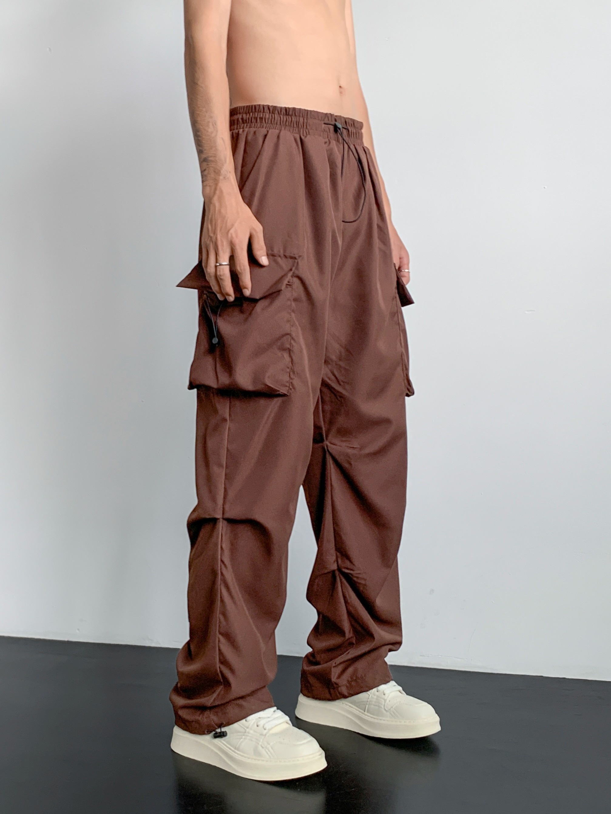 Loose Fit Multi Pocket Cargo Pants Men's Casual Hip Hop - Temu Canada