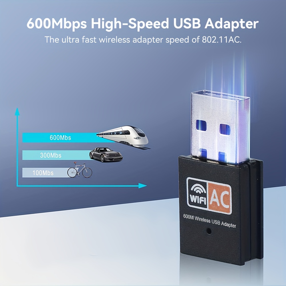 Adaptateur Wifi USB 600G et 5G sans fil 2.4 Mbps, carte réseau haute  vitesse, double bande, antenne 802.11 AC pour ordinateur de bureau et  portable
