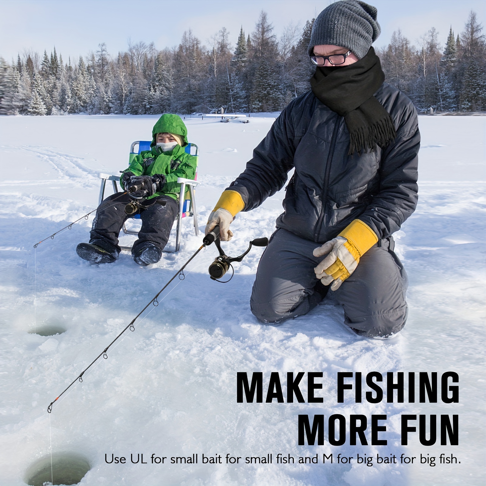 Short Ice Fishing Rod Pole Fishing Gear Section Winter Lure Kids Fishing  Tool for Kids Fishing