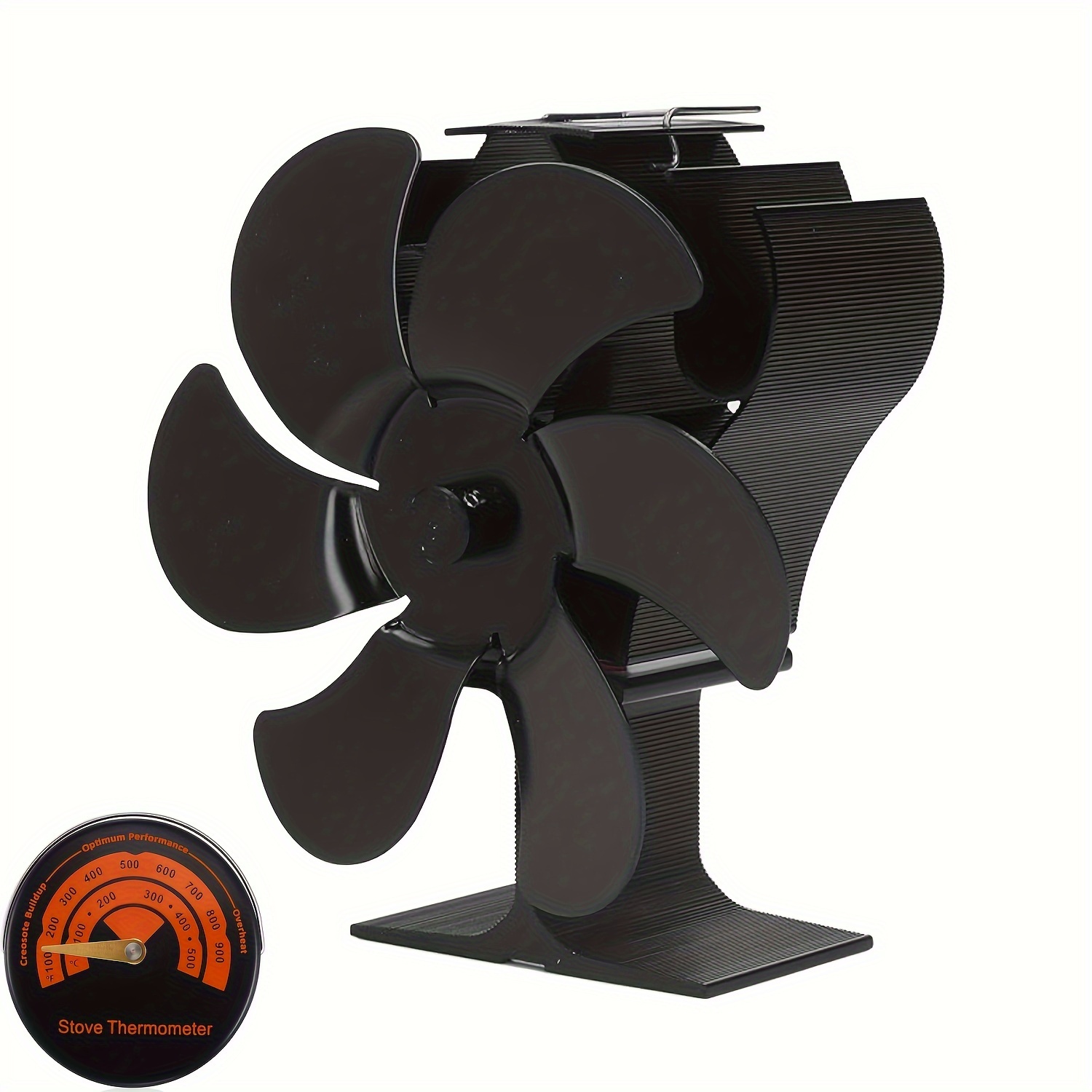 5 blade Stove Fan With Built in Thermometer Efficiently - Temu