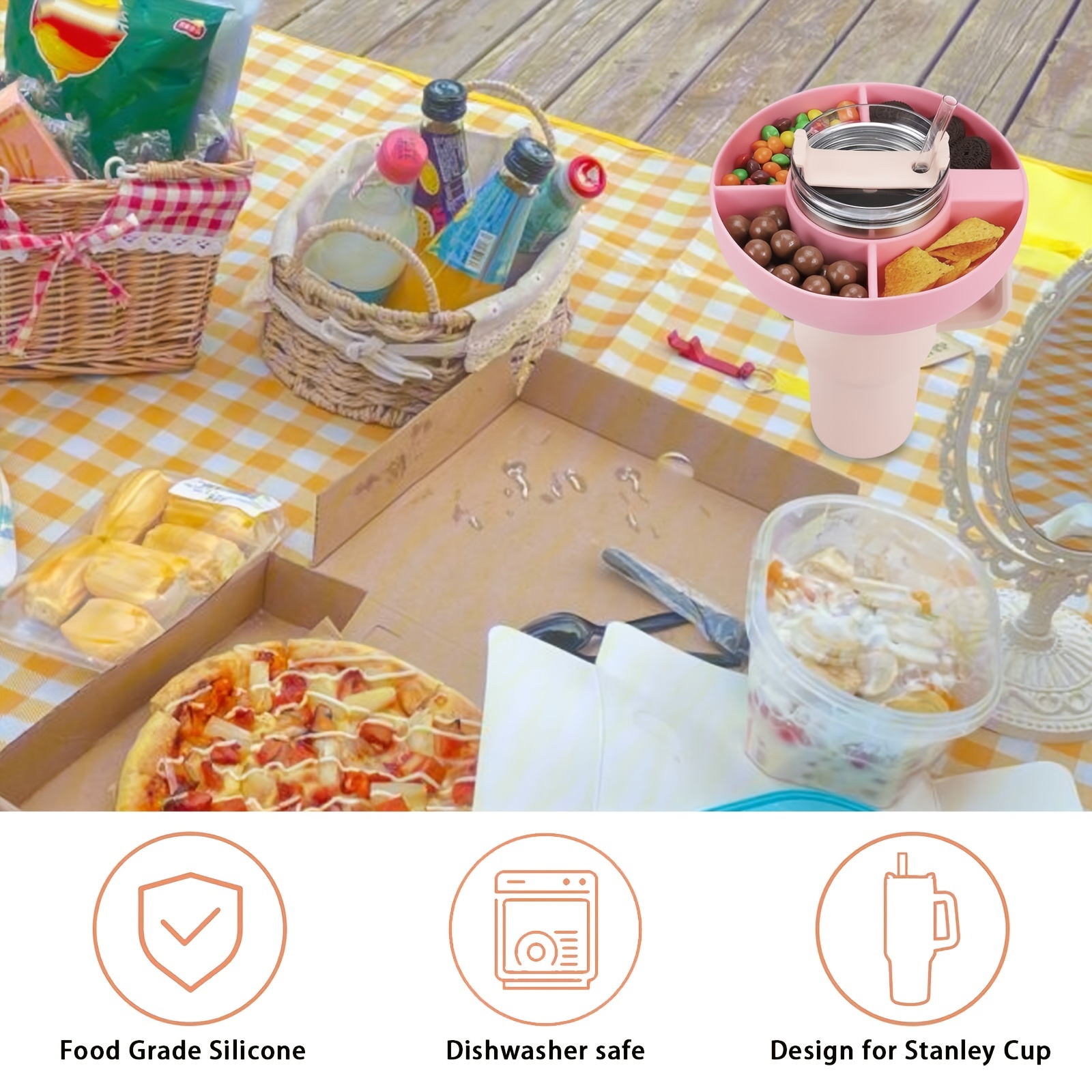 Silicone Snack Tray With Handle Snack Bowl Reusable Snack - Temu