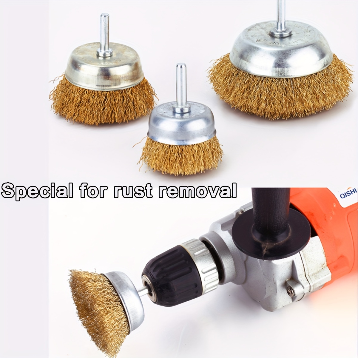 1/2/10pcs Drill Attachment Steel Wire Brush, Brass Plated Wheel