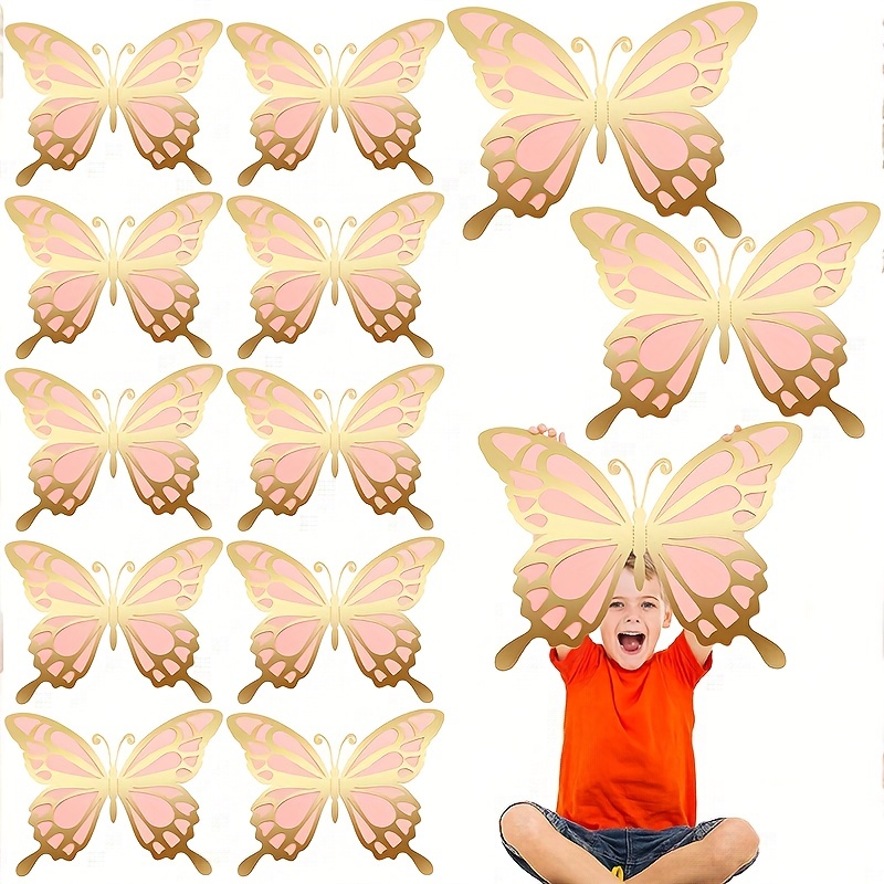  16pcs Big Butterfly Party Decorations 3 Size Large Butterfly  Decoration 3D Butterflies Wall Decor Giant Butterfly Decor for Birthday  Baby Shower Wedding Mariposas Decorativas para Fiesta (Gold Pink) : Home 