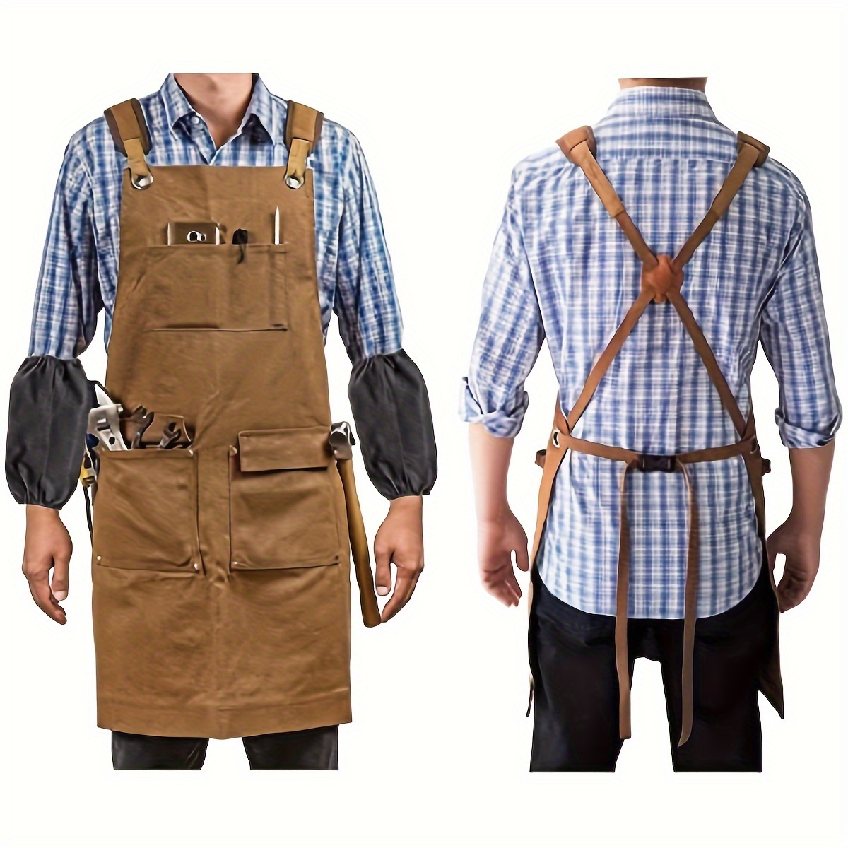 1pc GOXAWEE Work Aprons For Men With Pockets, Heavy Duty Waxed Canvas  Woodworking Apron - Waterproof Durable Adjustable Shoulder Strap For  Carpenters,