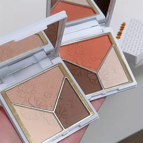  Highlighter & Contour & Blush 3 in 1 Makeup Palette with Brush,  Matte Shimmer Glow Illuminator Powder Perfect For Face  Highlight,Contour,Bronzer,Shape,Silky Brillliant Compact Make-up : Beauty &  Personal Care