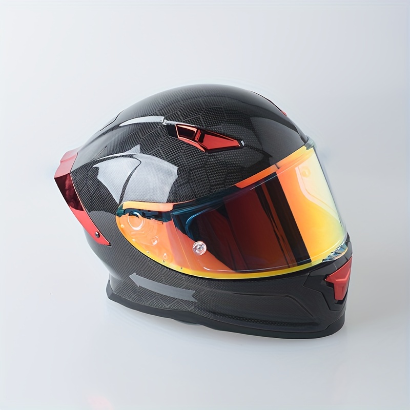 Motorcycle Helmet 12K Carbon Fiber Bright Face Aurora Red, 52% OFF