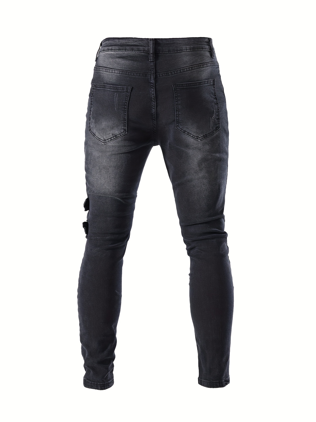 Men's Chic Skinny Biker Jeans Casual Street Style Medium - Temu