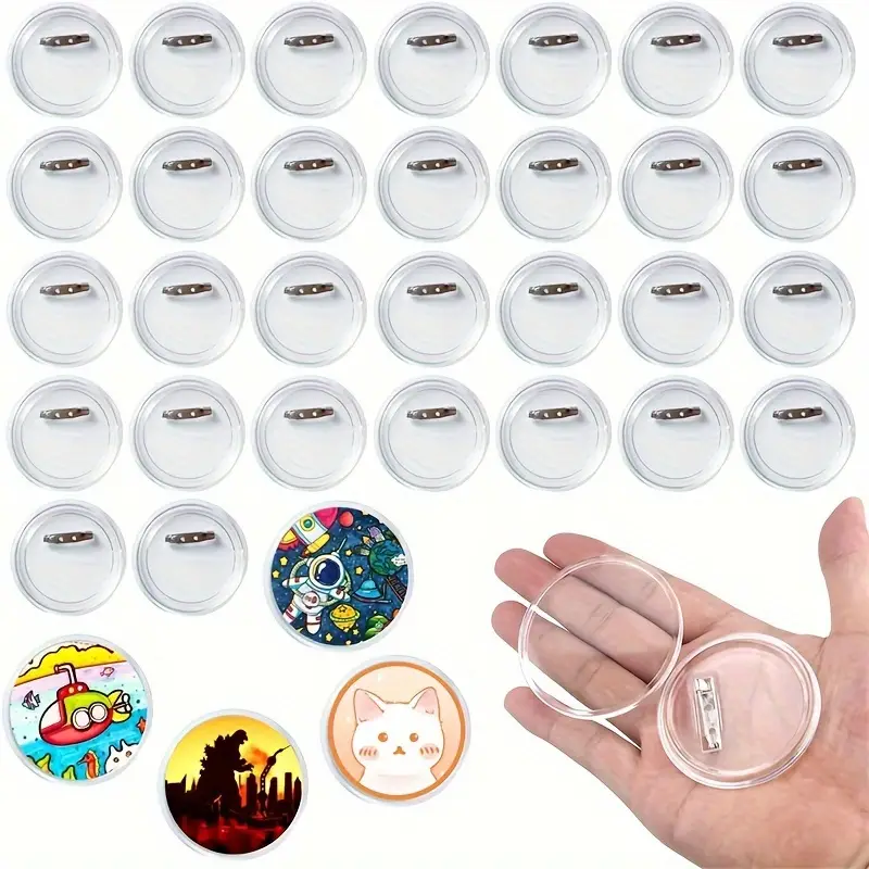 Acrylic Button Pins Badge Round Clear Pins Blank Buttons - Temu
