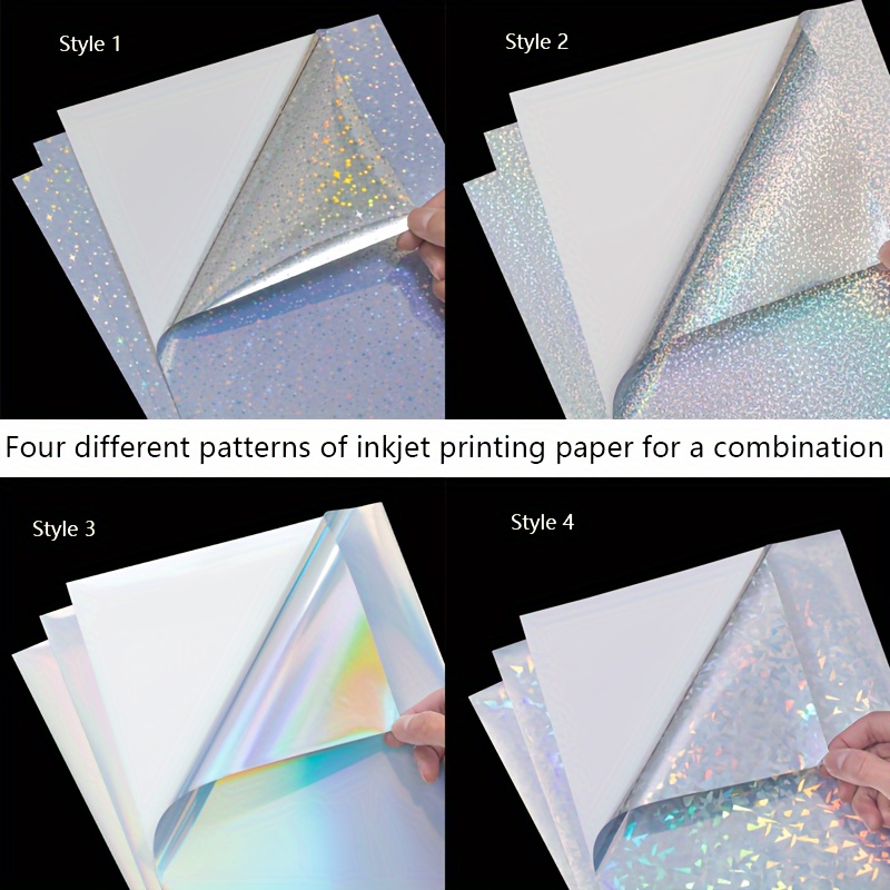 50 Sheets A4 Holographic laser silver art scratch paper for Laser