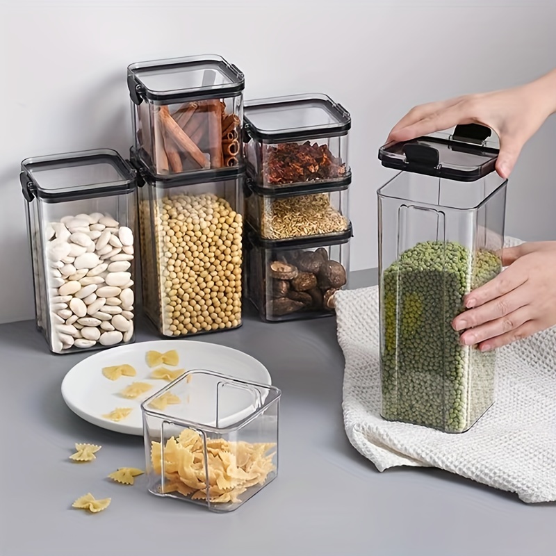 Square Transparent Snap-lock Food Storage Canister, Candy Jars With  Lids,sealed Container, Pet Material, 93 Teeth,moisture-proof Transparent  Sealed Fresh-keeping Box, For Cereal, Rice, Pasta, Tea, Nuts And Coffee  Beans, Kitchen Supplies - Temu