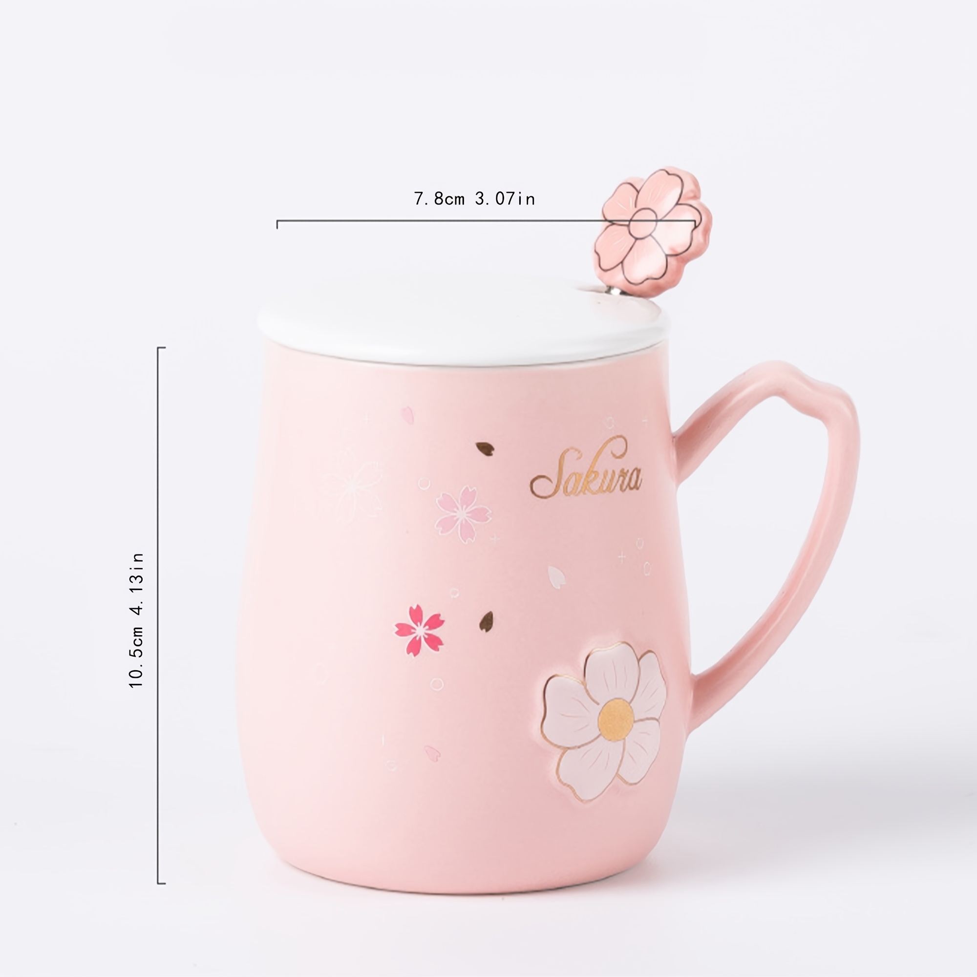 Cherry Ceramic Water Cup With Lid Spoon Heat - Temu