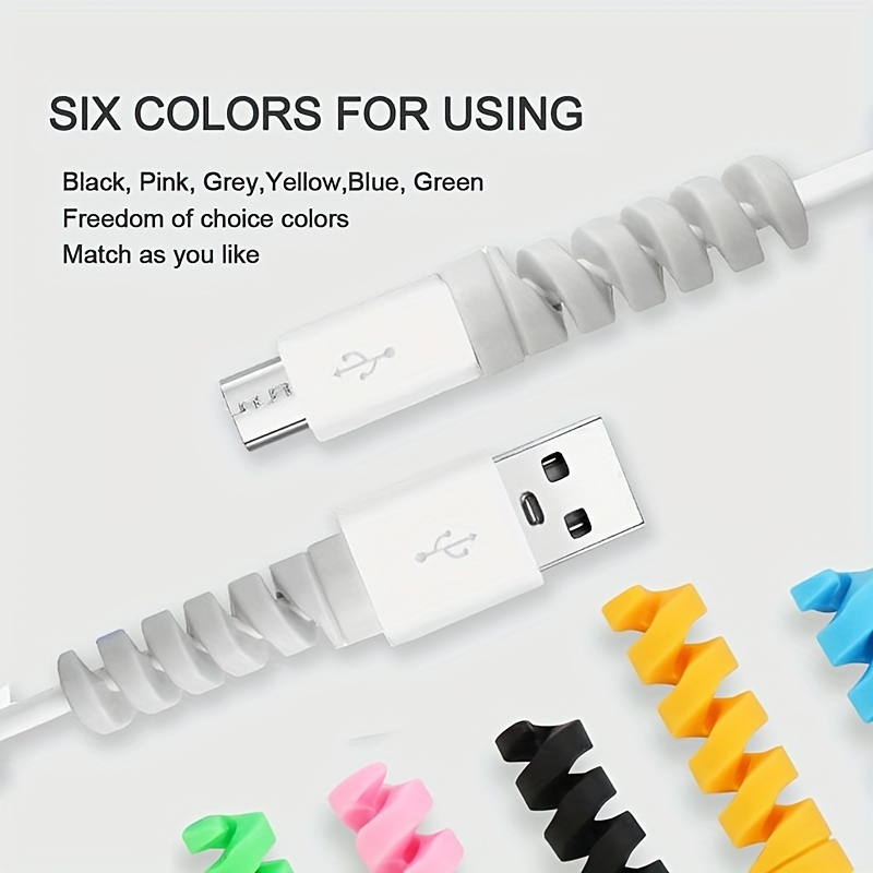 10Pcs Silicone Spiral Cable protector for iphone Usb Charger Cable Winder  Protection Anti-break Protective for Samsung Android