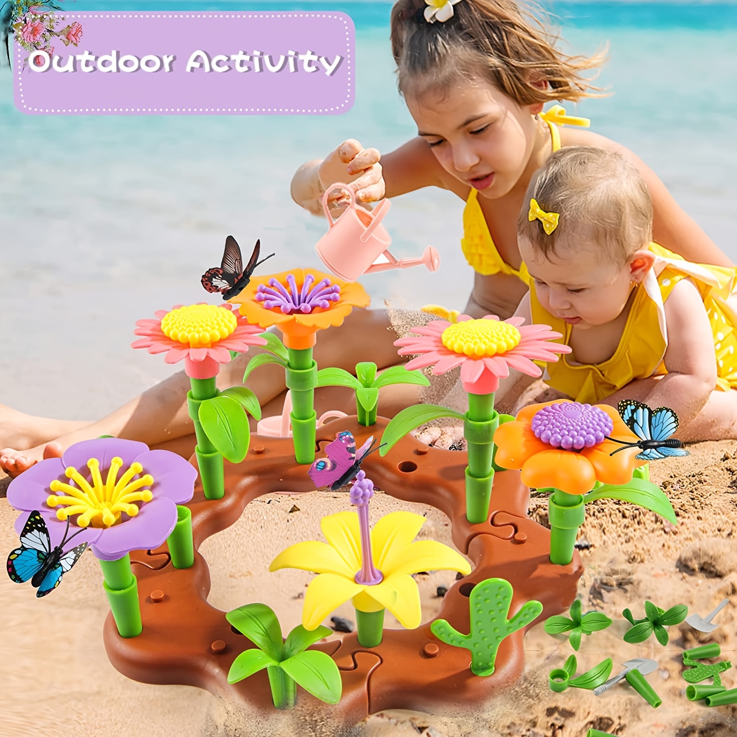 VERTOY - Regalos para niñas de 3, 4, 5 y 6 años. Juego de construcción de  jardín de flores para niños pequeños, actividades preescolares STEM y juego
