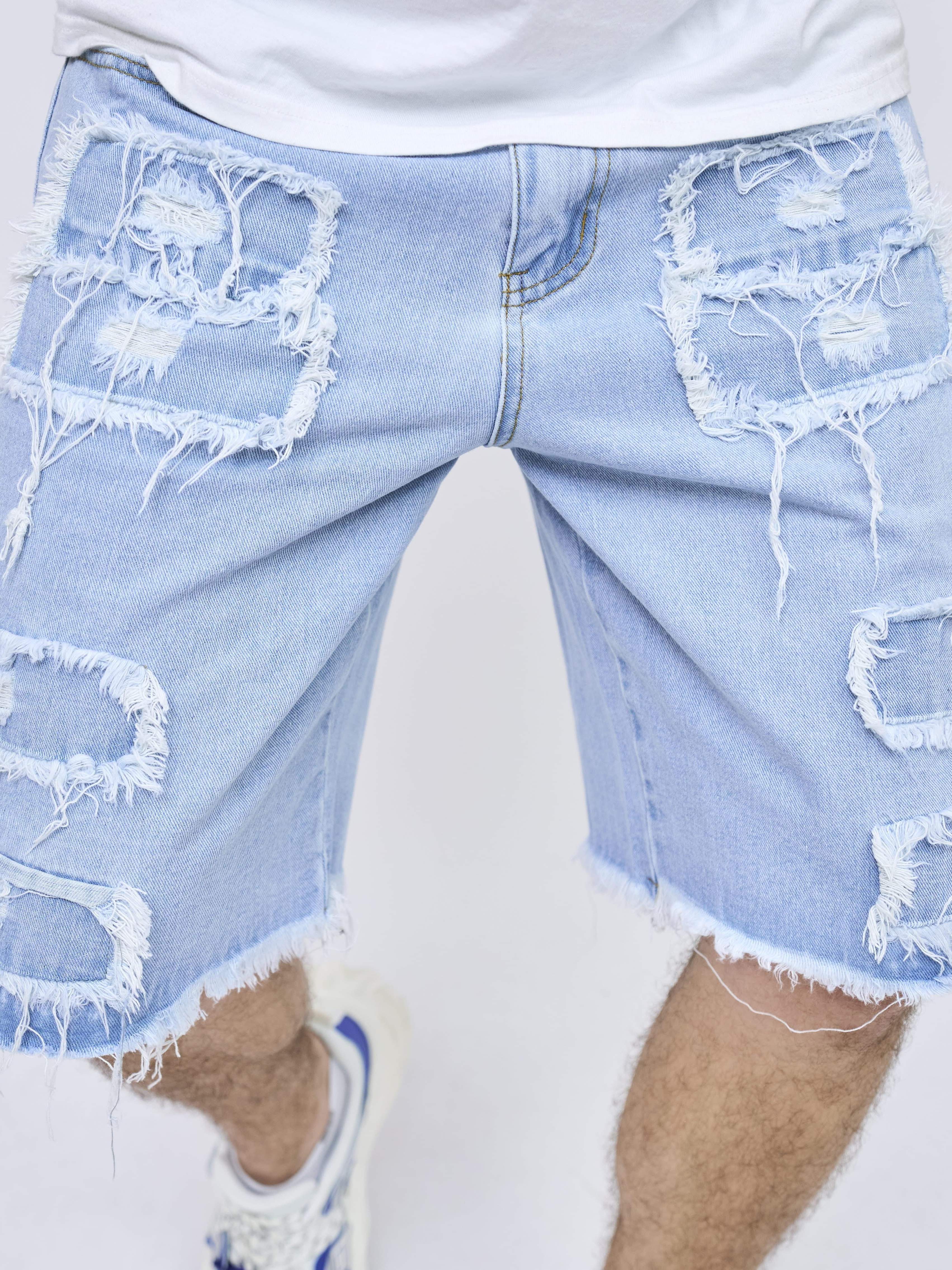 White distressed best sale jean shorts mens