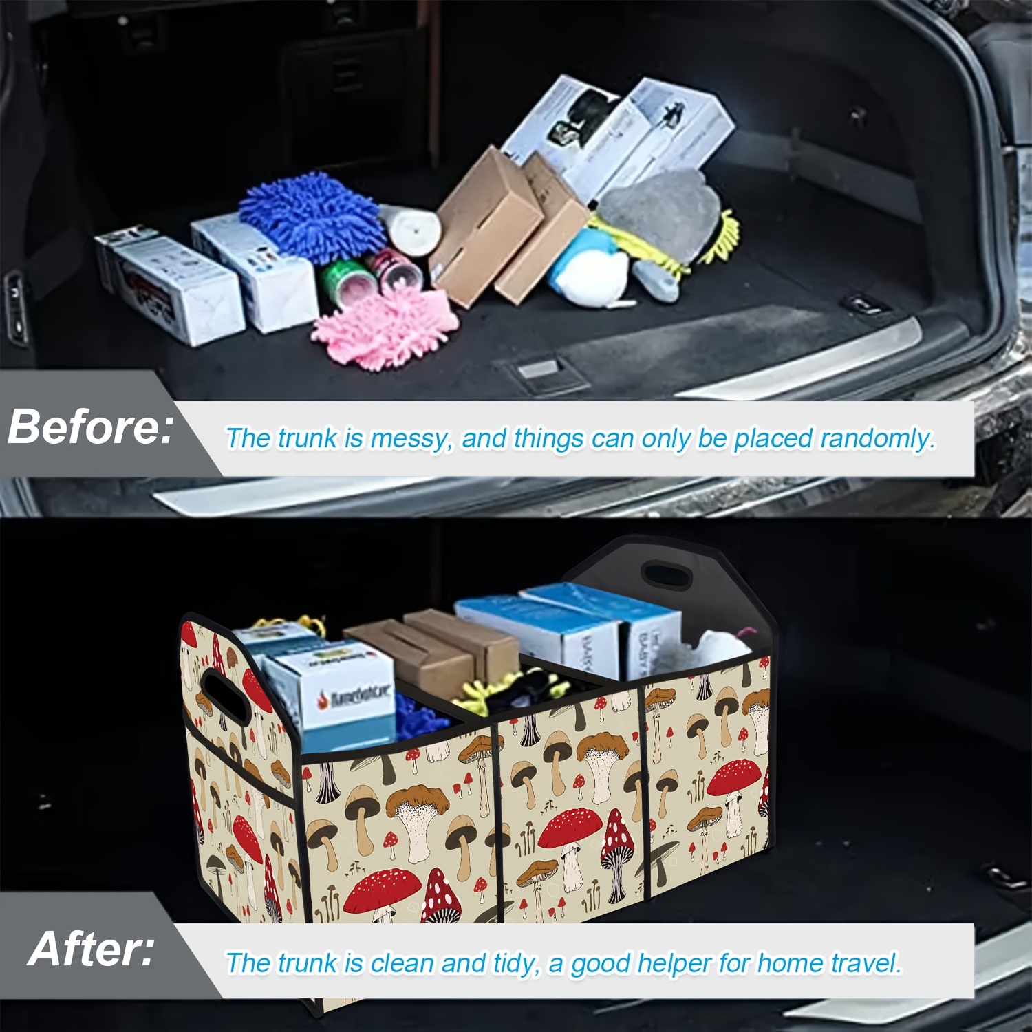 Mushroom Printed Car Trunk Storage Box Folding Durable Car - Temu