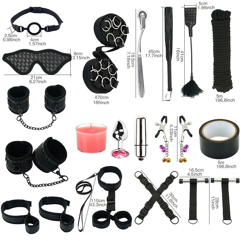 18 unids/set SM juego de juguetes sexuales, encuadernación de cama para  productos para adultos, caja de regalo de juego alto a cuadros oscuros