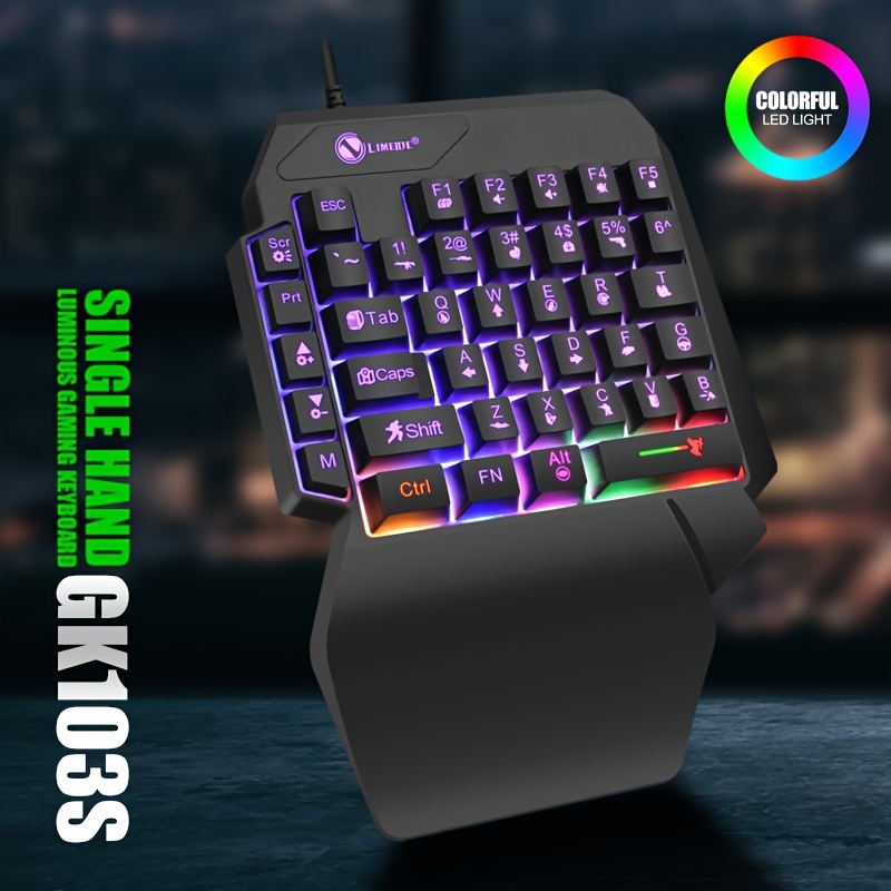 RedThunder Teclado para juegos con una mano RGB retroiluminado 35 teclas  portátil Mini teclado para juegos ergonómico controlador de juego para PC