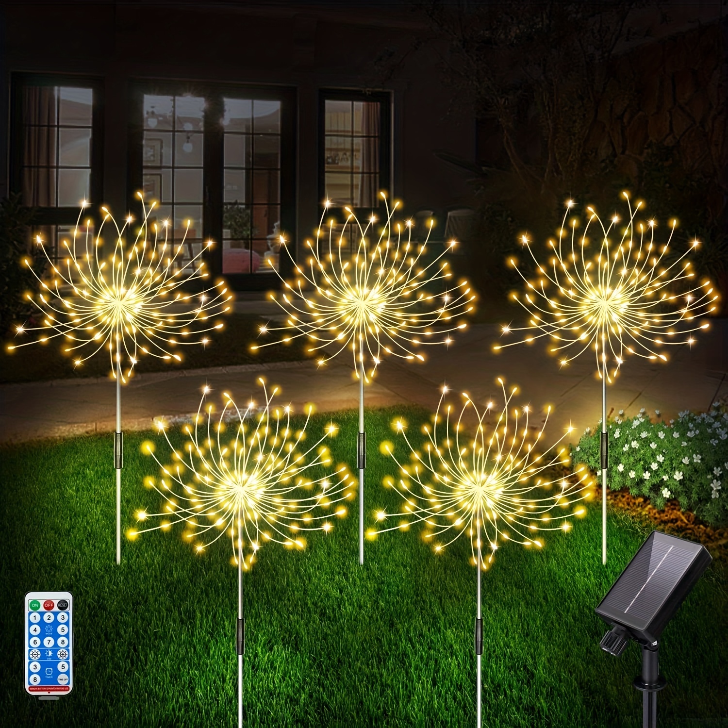 YOTOZU 2 PCS Solar Firework Light, Outdoor Solar Garden Decorative Lights  120 LED Powered 40 Copper Wires String DIY Landscape Light for Pathway