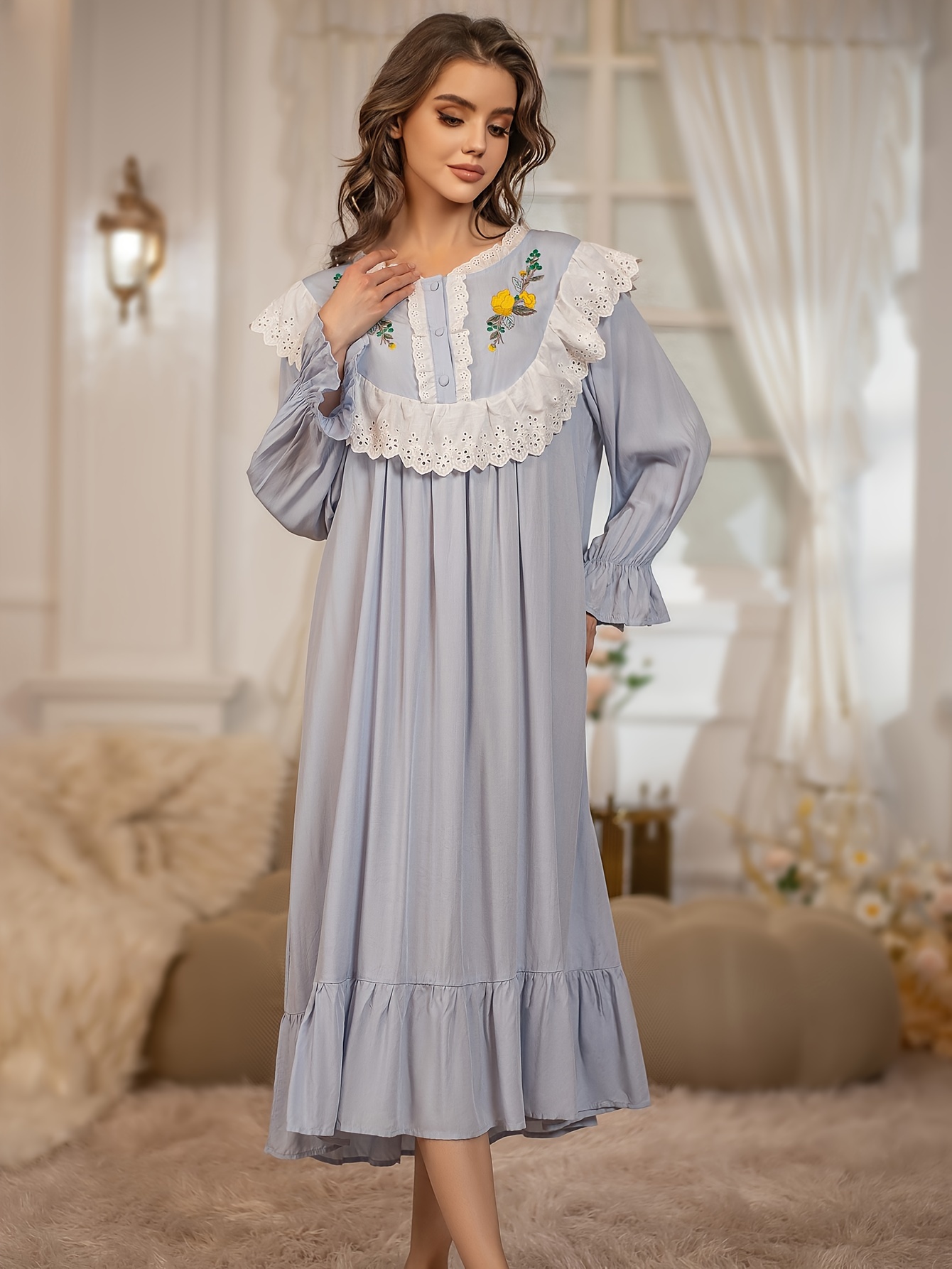 Cotton Nightgown - Temu