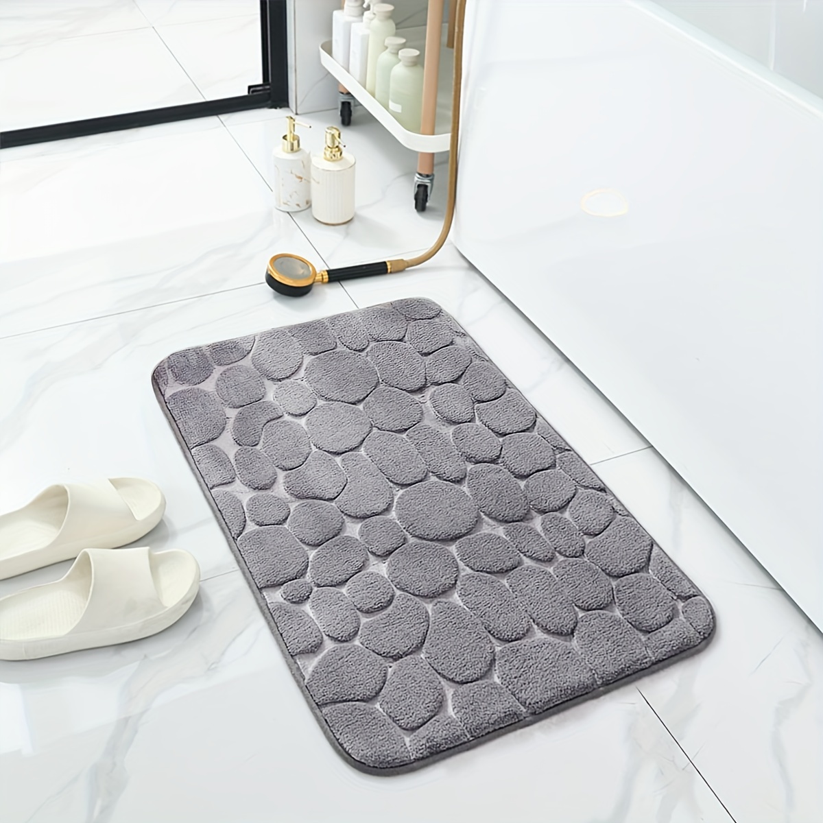 Memory Foam Bath Mat Cobblestone Bathroom Rugs Super Water - Temu