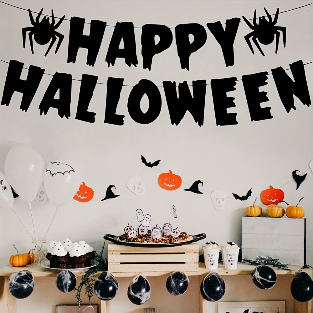 Halloween Happy Birthday Banner – Party-Deko Mit Kürbissen & Geistern – Für Kaminsims, Garten, Feiern