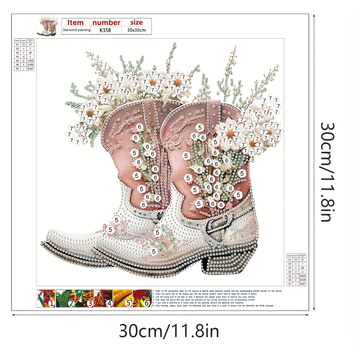 5d Diamond Painting Set Cowboy Boots And Hat Pattern - Temu