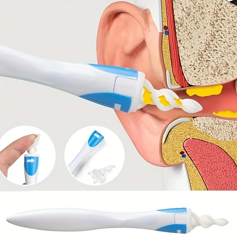 Limpiador de Oídos en espiral , 16 Cabezales de Silicona Reemplazables, Q  Grips Limpieza Oídos Giratorio, Herramienta de Eliminación de Cera del  Oído