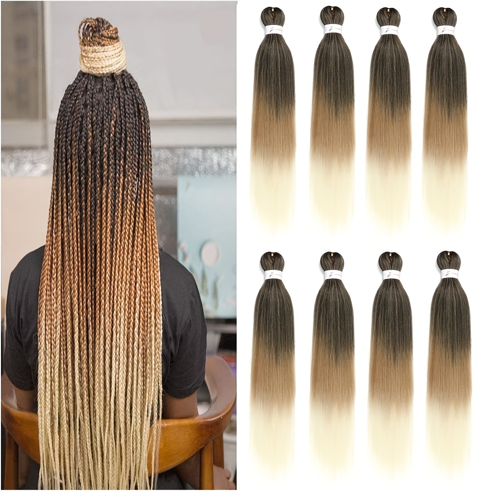 Jumbo Braiding Hair 5PCS/Lot Ombre Kanekalon Pre Stretched Braiding Hair  Extensions High Temperature Synthetic Burgundy Blonde Kids Hair 24 Inch  Hair
