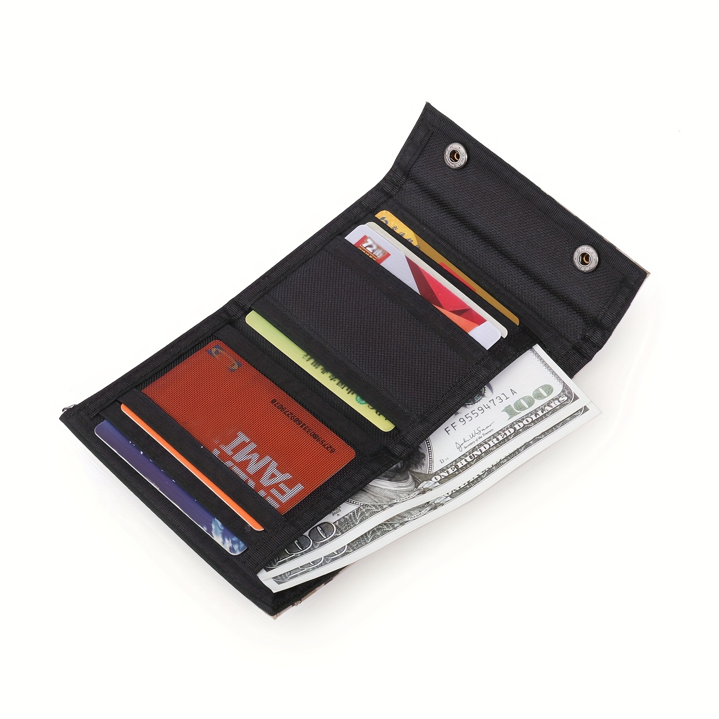 Men's Trifold Canvas Chain Wallet Zipper Card Holder