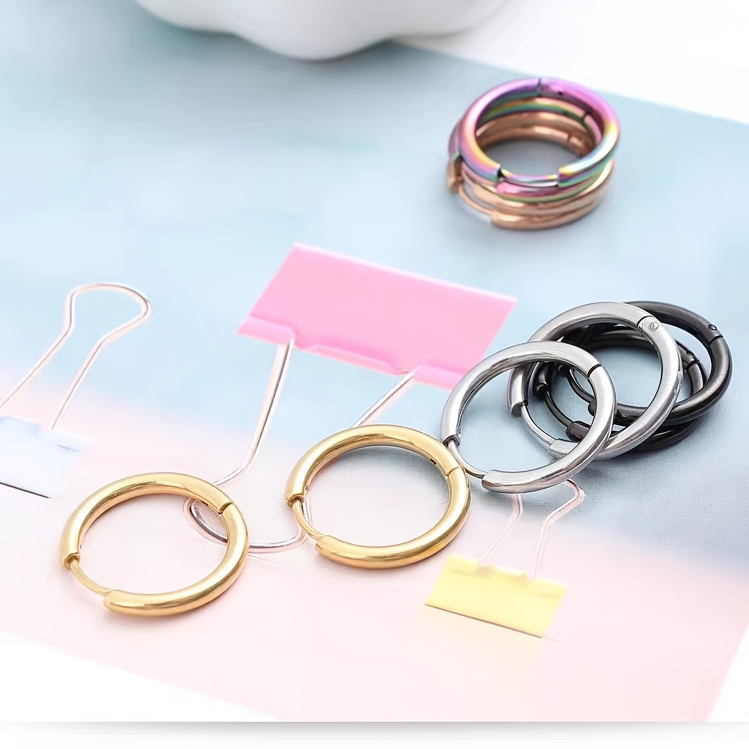 Titanium Steel Earrings Ear Studs Set, 4 Pairs for All Sizes