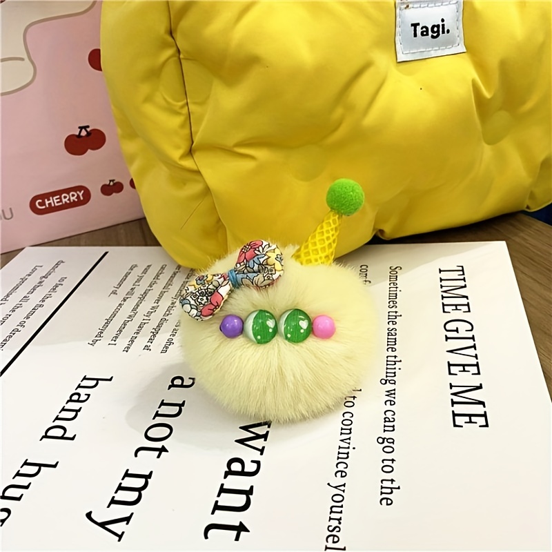 Cartoon Animal Pom Pom Keychain Cute Plush Doll Key Chain Ring Purse Bag  Backpack Charm Car Hanging Pendant Women Girls Gift - Temu