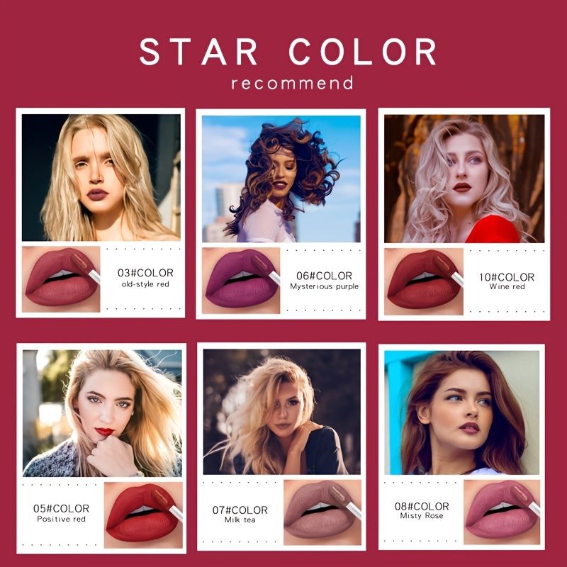 12 Color Lip Glaze Soft Matte High Pigment Lip Gloss Long Lasting  Waterproof Smooth Liquid Lipstick - Beauty & Personal Care - Temu