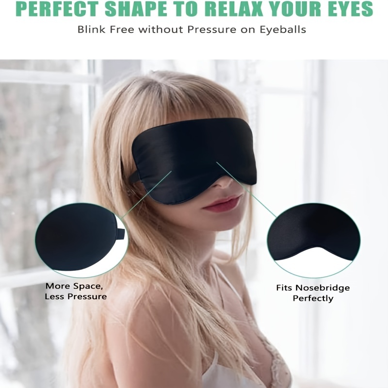 Silk Sleep Mask for Women Men Satin, Eye Sleeping Mask & Blindfold with  Adjustable Velcro Strap, Large Size, 1 Pack, Deep Blue